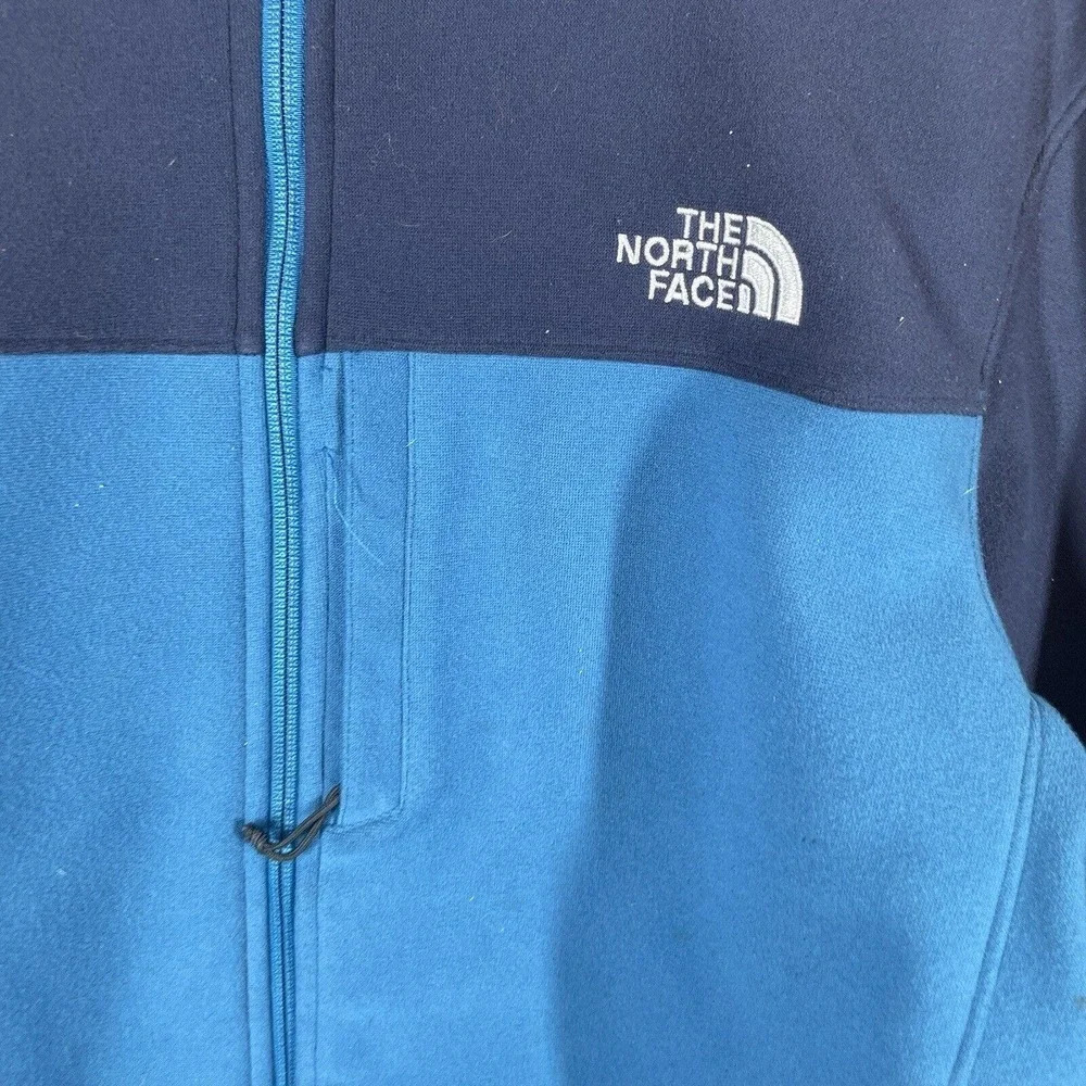 The North Face Mens Size Large Blue Color Block Zip Up Sweater Jacket - Picture 2 of 10